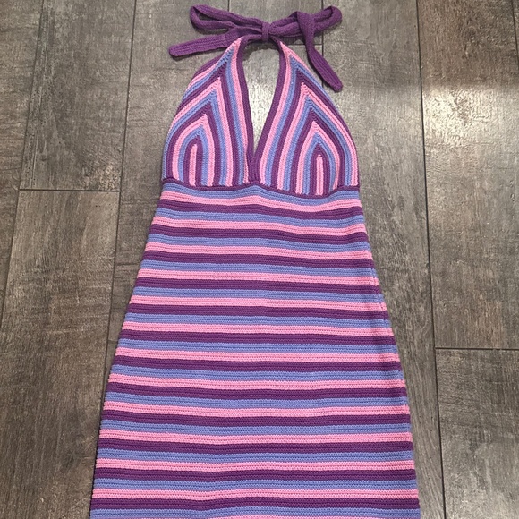 Wild Fable Dresses & Skirts - Wild Fable Knit Pink & Purple Striped Halter Dress